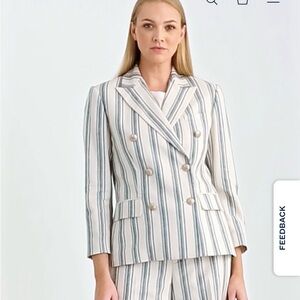 Ralph Lauren suit blazer pants white blue stripes suit